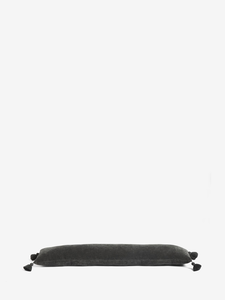 Charcoal Grey Soft Velour Tassel Draught Excluder - Image 2 of 4