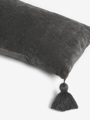 Charcoal Grey Soft Velour Tassel Draught Excluder - Image 4 of 4