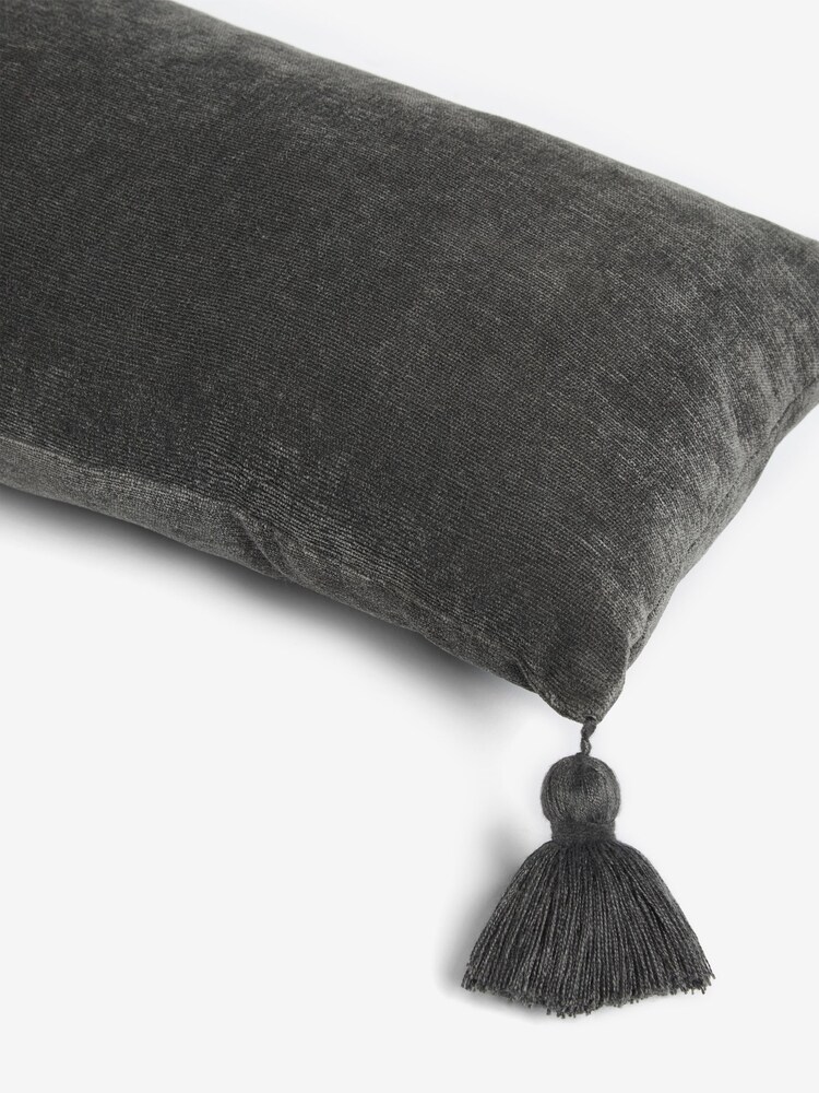 Charcoal Grey Soft Velour Tassel Draught Excluder - Image 4 of 4