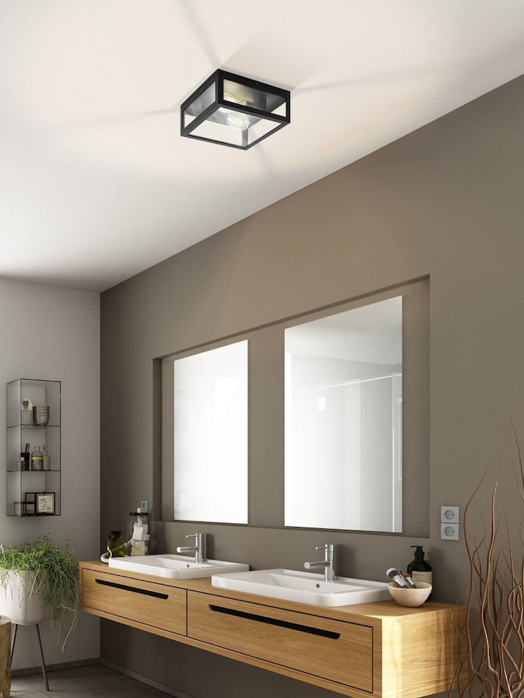 Eglo Black Amezola 2 Light Caged Ceiling Light - Image 1 of 4