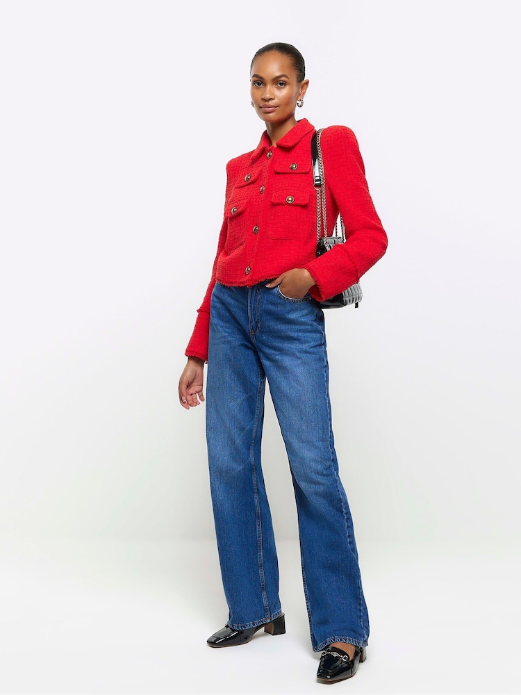 River Island Blue Denim 90s Straight High Rise Jeans - Image 1 of 3