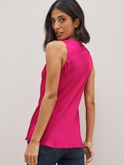 Pink - Langes Satin-Trägertop mit geripptem Besatz - Bild 2 von 5