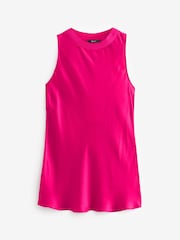 Pink - Langes Satin-Trägertop mit geripptem Besatz - Bild 5 von 5