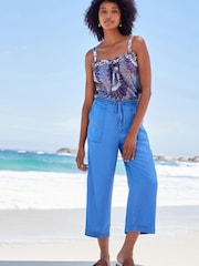Navy Blue Floral Print Sleeveless Cami Top - Image 3 of 5