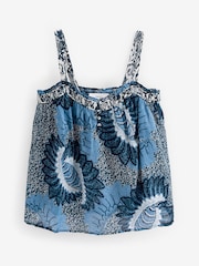 Navy Blue Floral Print Sleeveless Cami Top - Image 5 of 5