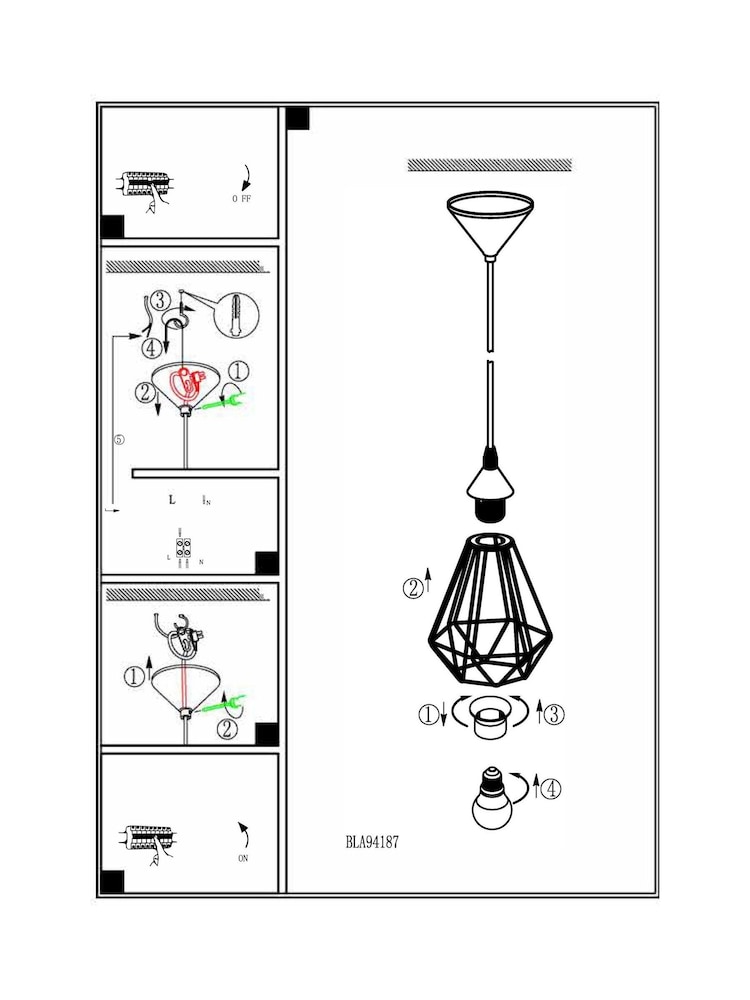 Eglo Black Tarbes Geometric Pendant Light - Image 5 of 5