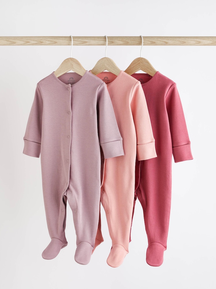 Pink - 100% Cotton Baby Sleepsuits (0-2yrs) - Image 1 of 11 Pink - 100% Cotton Baby Sleepsuits (0-2yrs) - Image 1 of 11