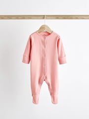 Pink 3 Pack 100% Cotton Baby Sleepsuits (0-2yrs) - Image 3 of 11