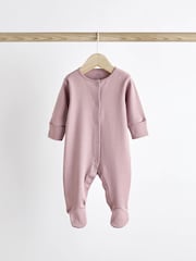 Pink 3 Pack 100% Cotton Baby Sleepsuits (0-2yrs) - Image 4 of 11