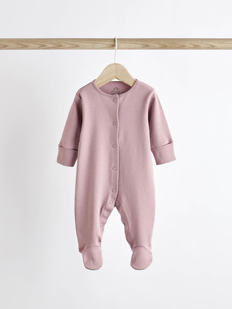 Pink 3 Pack 100% Cotton Baby Sleepsuits (0-2yrs) - Image 4 of 11