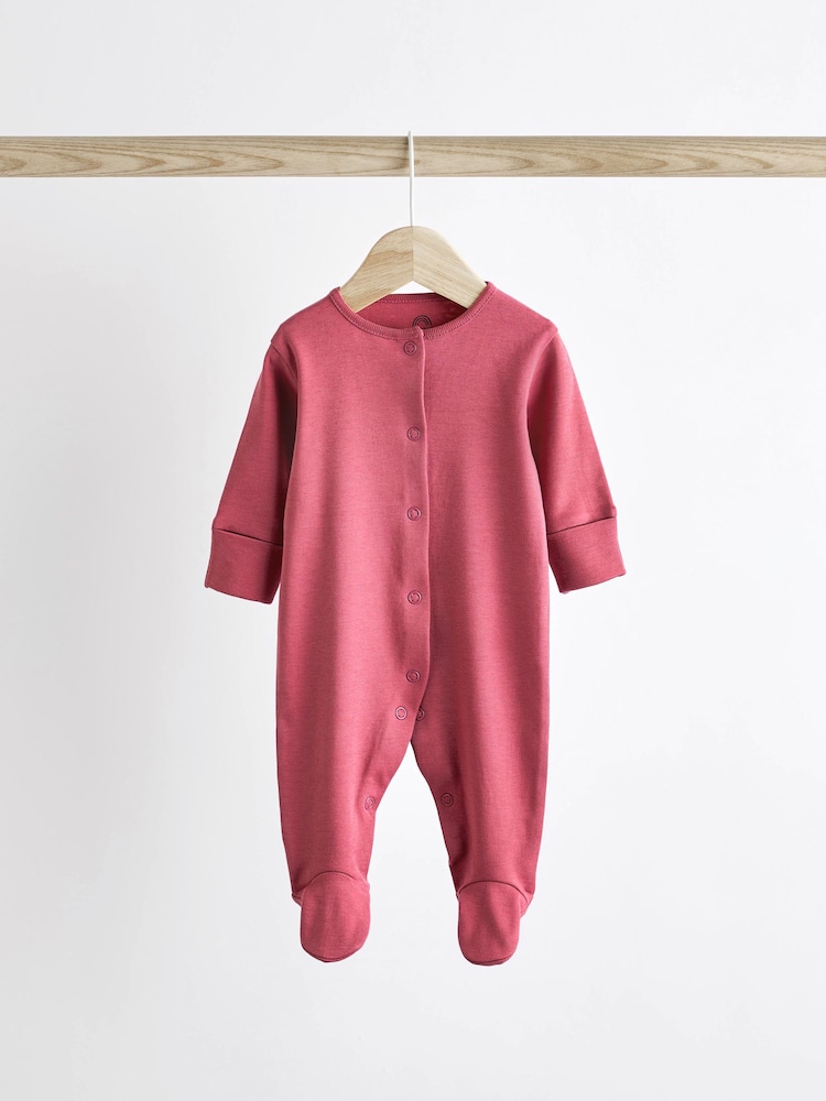 Pink 3 Pack 100% Cotton Baby Sleepsuits (0-2yrs) - Image 5 of 11