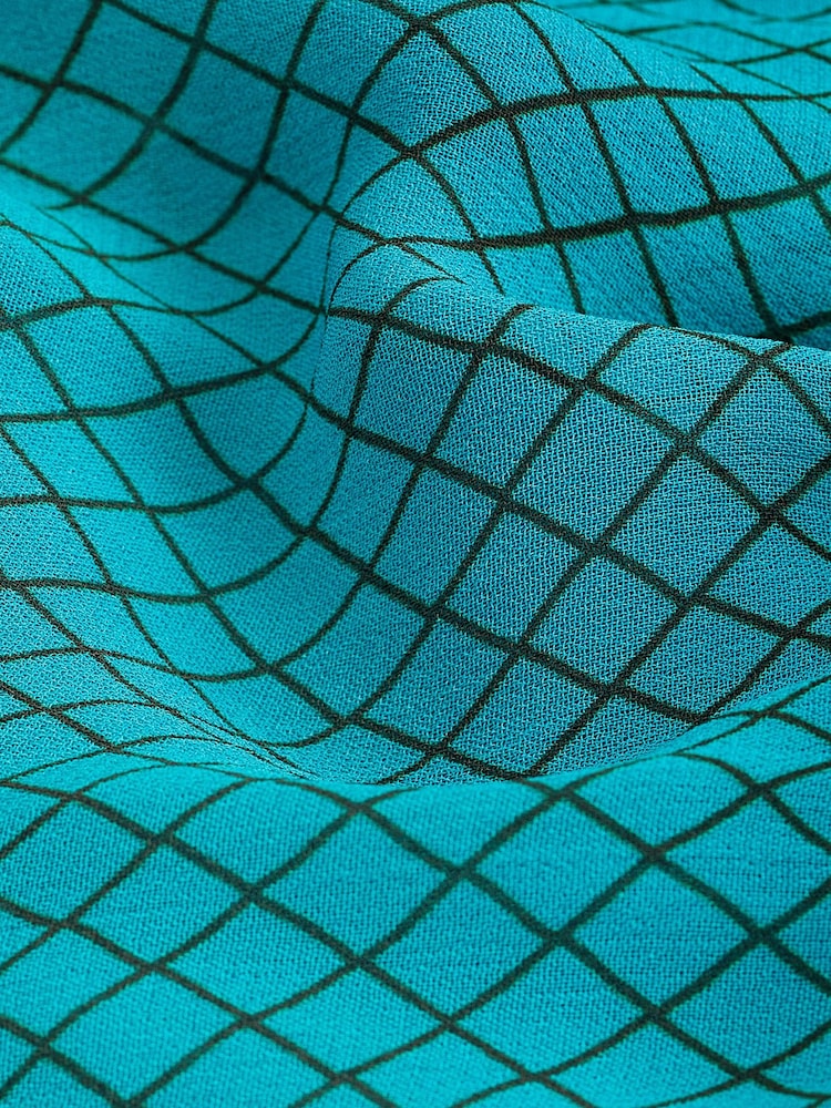 Preen Blue Check Long Sleeve Wrap Blouse - Image 6 of 6