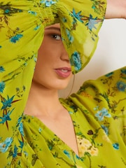 Preen Green Floral Stripe Long Sleeve Wrap Blouse - Image 4 of 6