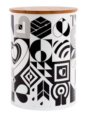 Navigate Black Monochrome Steel Canister with Bamboo Lid - Image 2 of 2