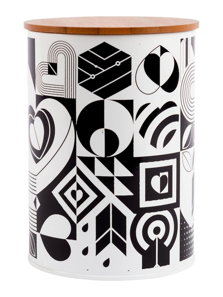 Navigate Black Monochrome Steel Canister with Bamboo Lid - Image 2 of 2