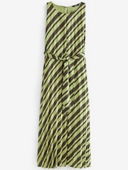 Green Stripe Pleated Sleeveless Midi Dress - Image 5 of 5