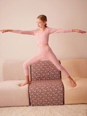 Pink Ribbed Stretch Top & Leggings Set (7-16yrs) - Image 4 of 8