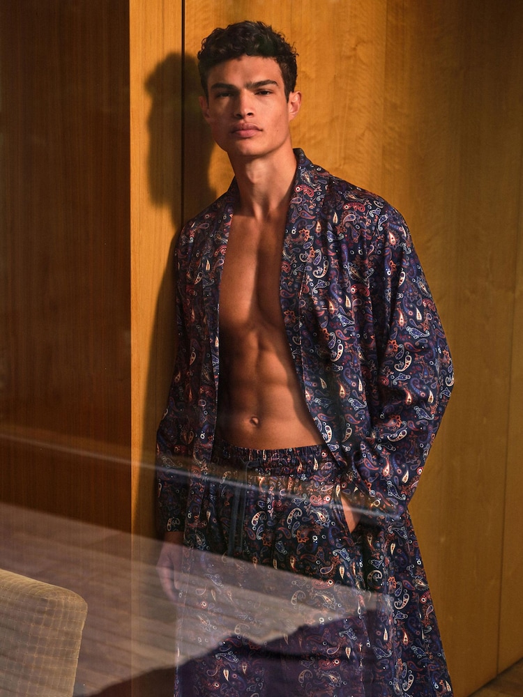 Blue Paisley Signature Lightweight Dressing Gown - Image 2 of 5