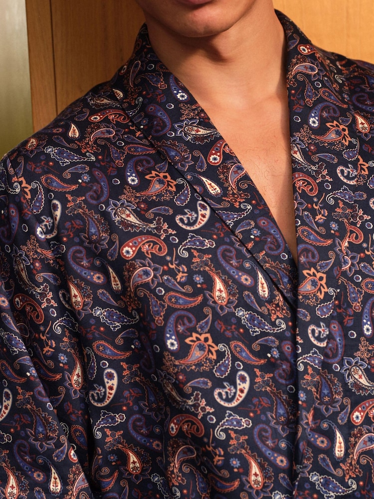 Blue Paisley Signature Lightweight Dressing Gown - Image 5 of 5