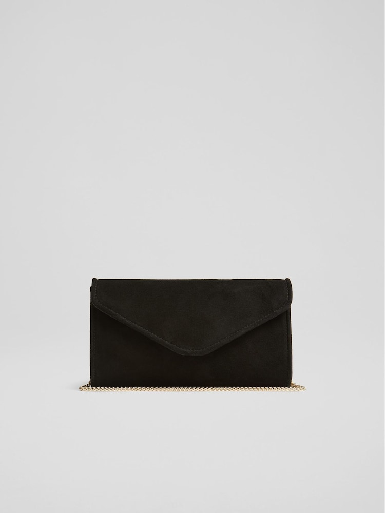 LK Bennett Black Suede Clutch Bag - Image 2 of 4