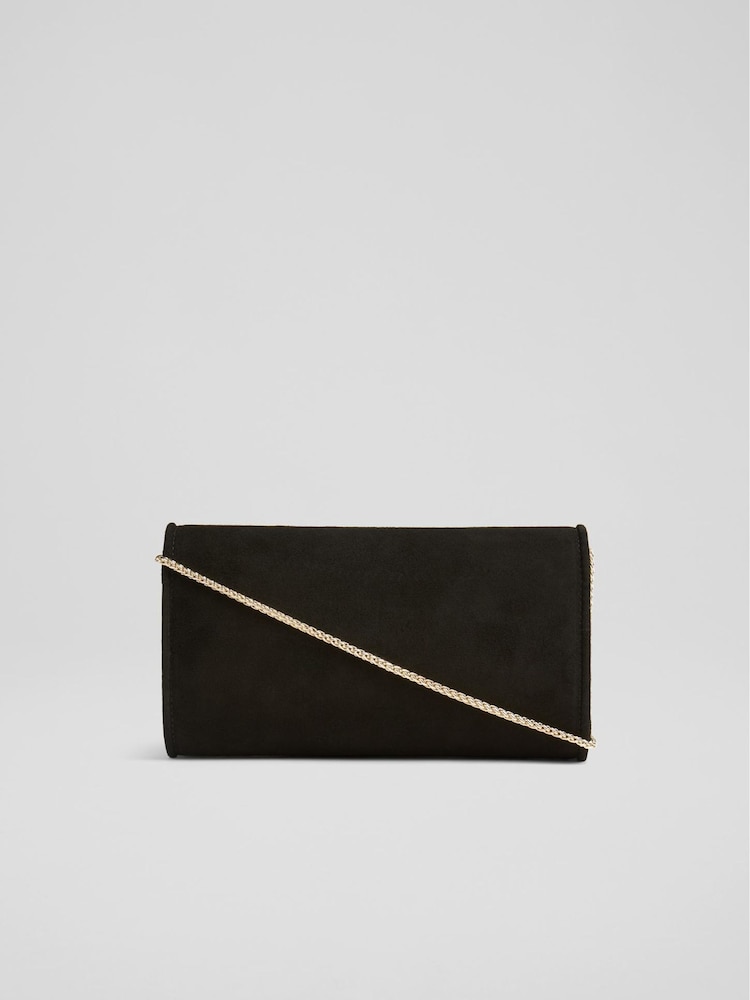 LK Bennett Black Suede Clutch Bag - Image 3 of 4