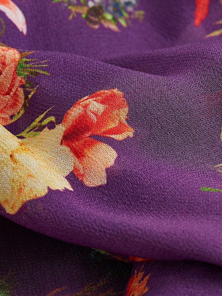 Preen Purple Floral Stripe Wrap Midi Dress - Image 5 of 5 Preen Purple Floral Stripe Wrap Midi Dress - Image 5 of 5