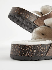 Taupe Brown Buckle Mule Slippers - Image 4 of 6