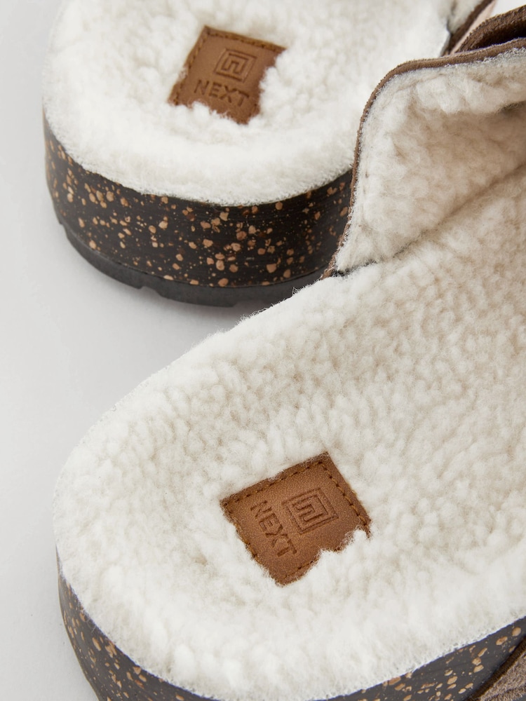 Taupe Brown Buckle Mule Slippers - Image 5 of 6
