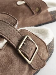 Taupe Brown Buckle Mule Slippers - Image 6 of 6