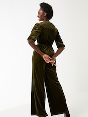 FatFace Green Juniper Velvet Jumpsuit - Image 2 of 4