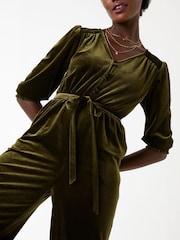 FatFace Green Juniper Velvet Jumpsuit - Image 3 of 4