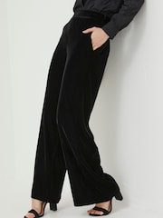 FatFace Black Wide Leg Velvet Trousers - Image 3 of 5