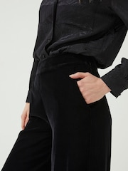 FatFace Black Wide Leg Velvet Trousers - Image 4 of 5