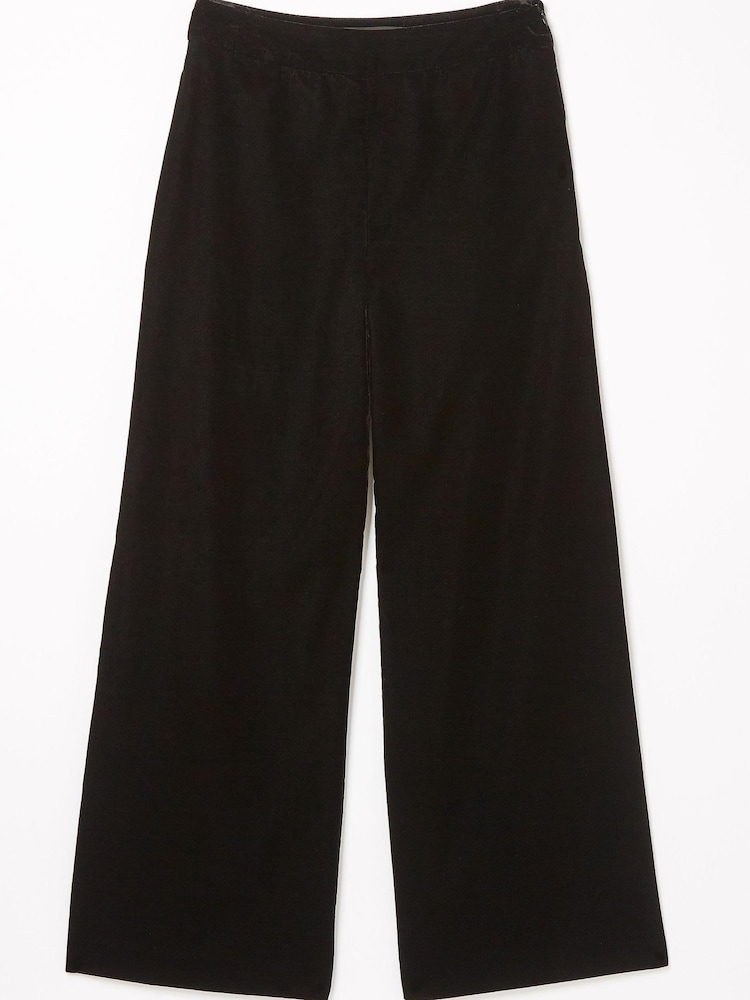 FatFace Black Wide Leg Velvet Trousers - Image 5 of 5