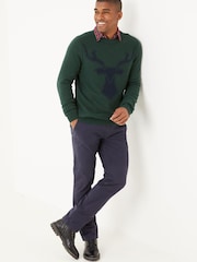 FatFace Green Stag Crew Jumper - Image 1 of 4