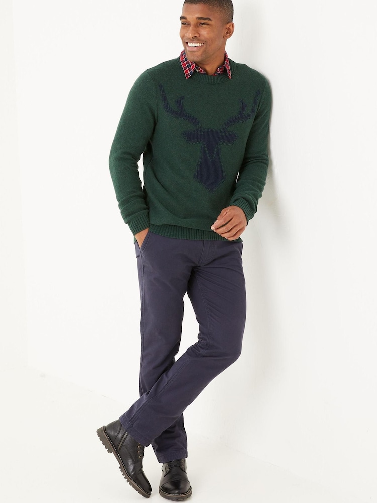 FatFace Green Stag Crew Jumper - Image 1 of 4