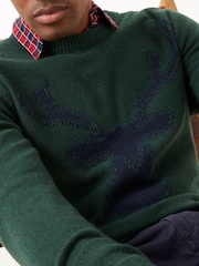 FatFace Green Stag Crew Jumper - Image 3 of 4