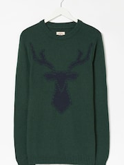 FatFace Green Stag Crew Jumper - Image 4 of 4