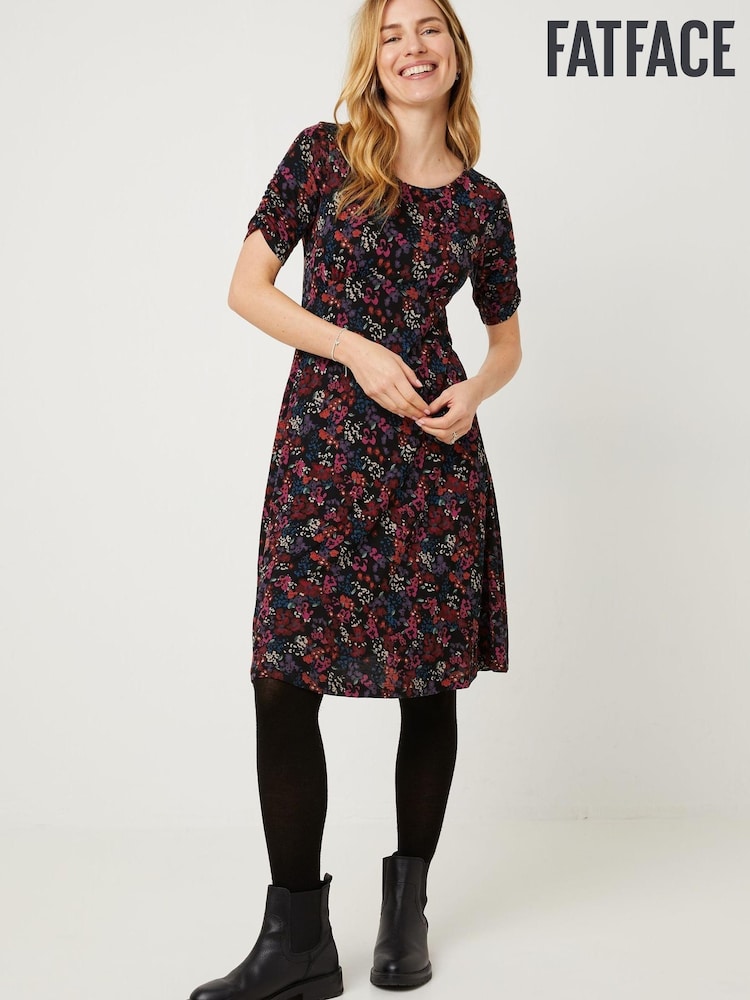FatFace Delilah Jewel Jersey Black Dress - Image 1 of 4