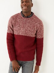 FatFace Red Calder Colour Block Crew Jumper - Image 1 of 1