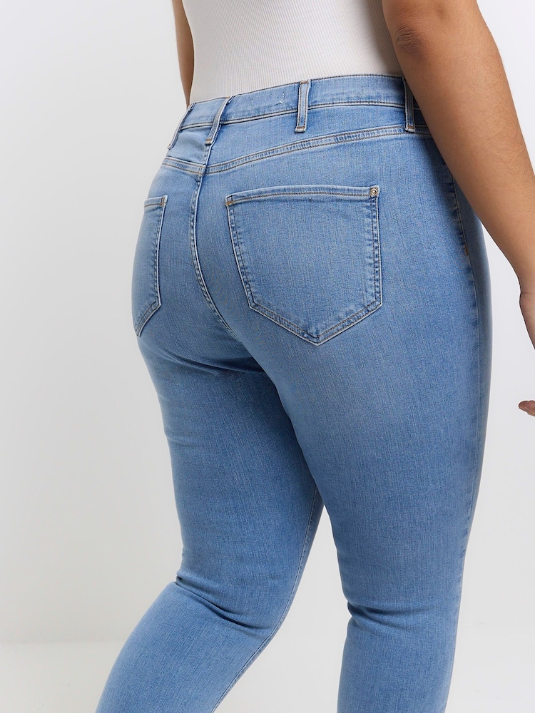 River Island Blue Plus Denim High Rise Jeggings - Image 2 of 4