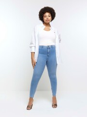 River Island Blue Plus Denim High Rise Jeggings - Image 3 of 4