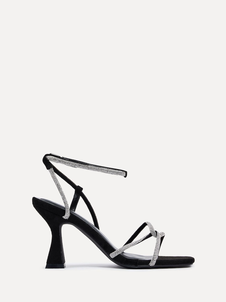 Linzi Black Entice Diamante Embellished Strappy Heeled Sandals - Image 2 of 5