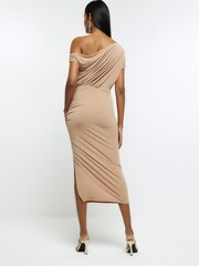 River Island Beige Drape Sleeve Midi Dress - Image 2 of 4