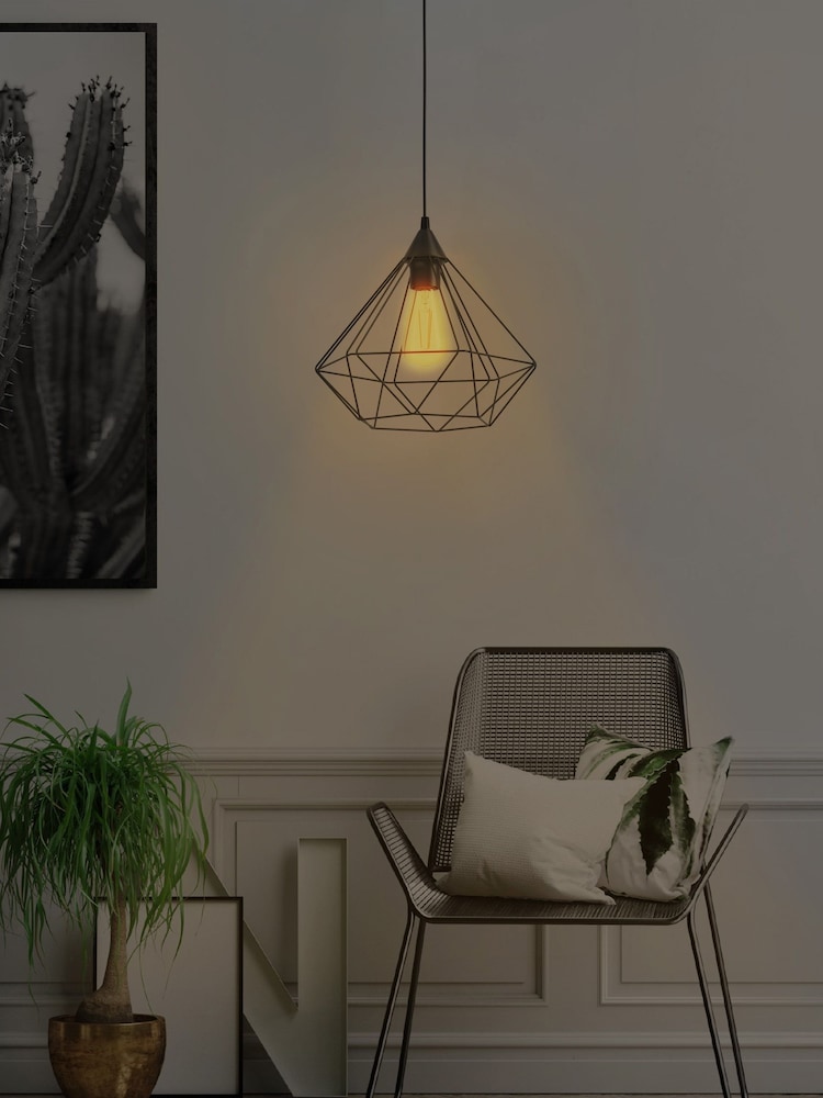 Eglo Black Tarbes Domed Geometric Ceiling Light Pendant - Image 2 of 4