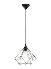 Eglo Black Tarbes Domed Geometric Ceiling Light Pendant - Image 3 of 4