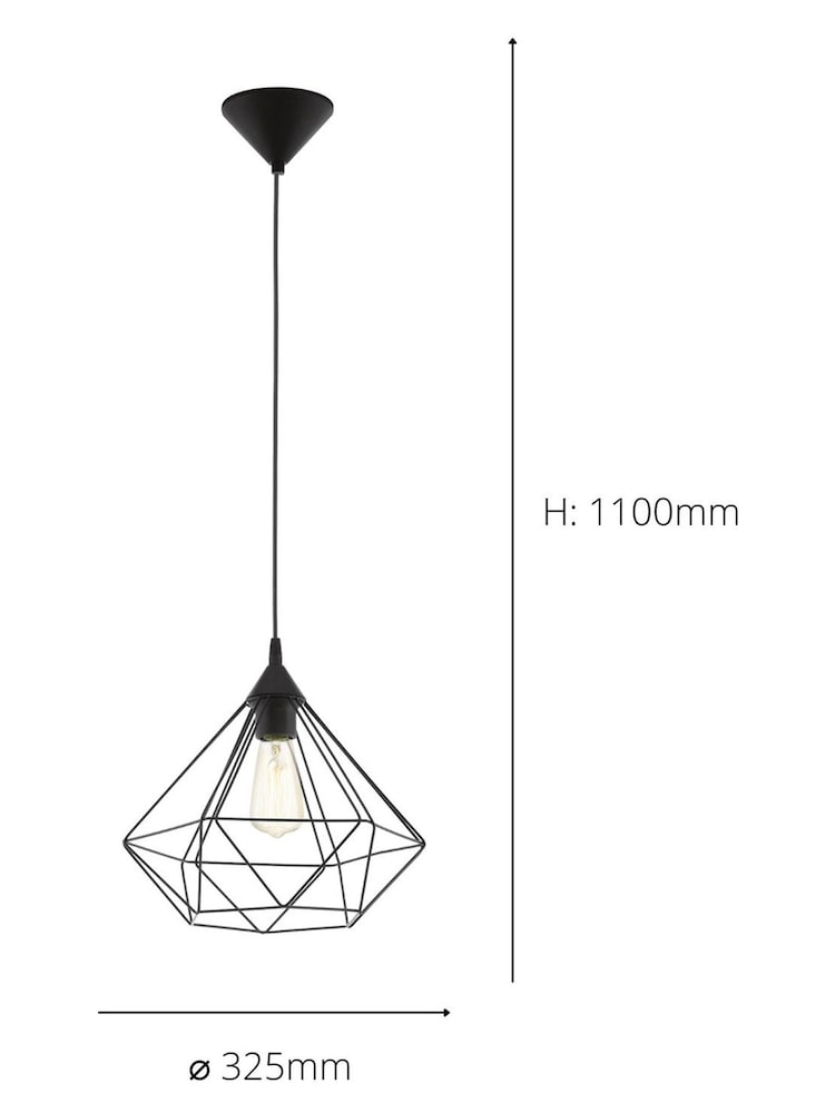Eglo Black Tarbes Domed Geometric Ceiling Light Pendant - Image 4 of 4