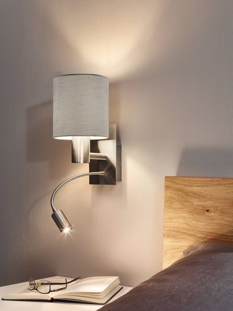 Eglo Pasteri Fabric Wall Lamp With Reading Light - Image 1 of 3