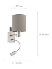 Eglo Pasteri Fabric Wall Lamp With Reading Light - Image 4 of 5