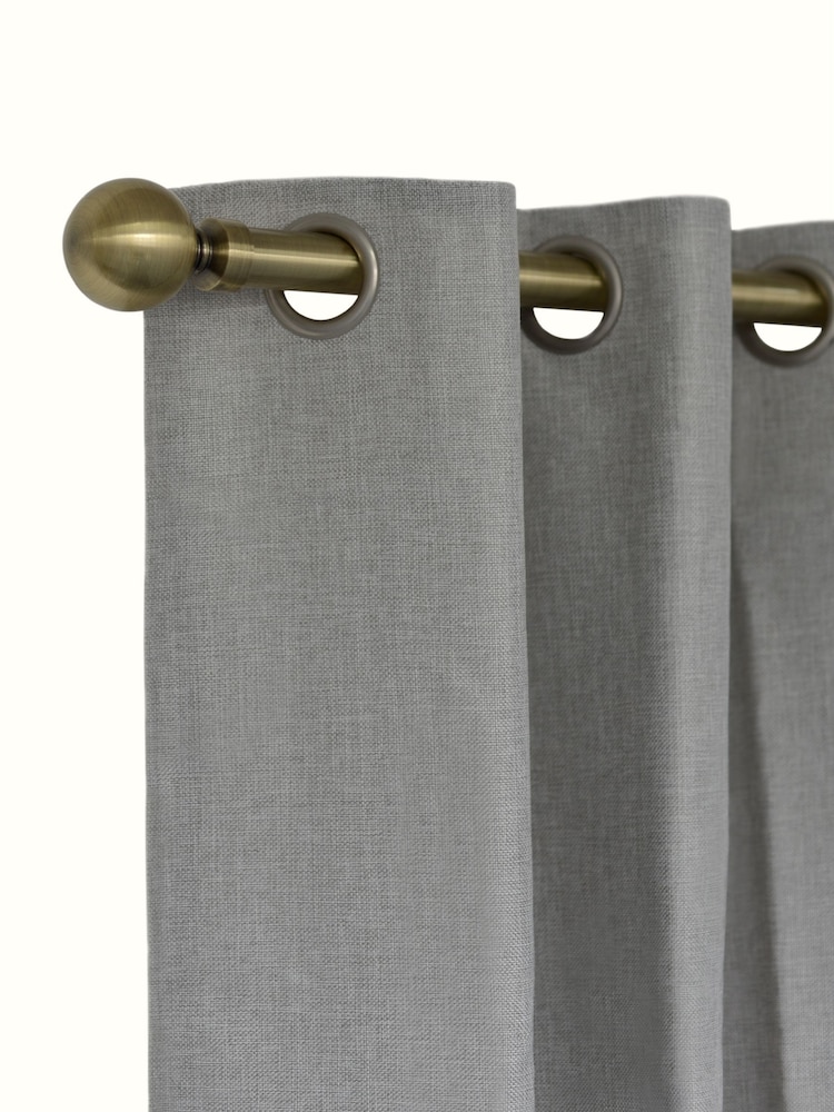 Laura Ashley Brass 28mm Eyelet Pole Kit with Ball Finial Curtain Pole - Image 1 of 3